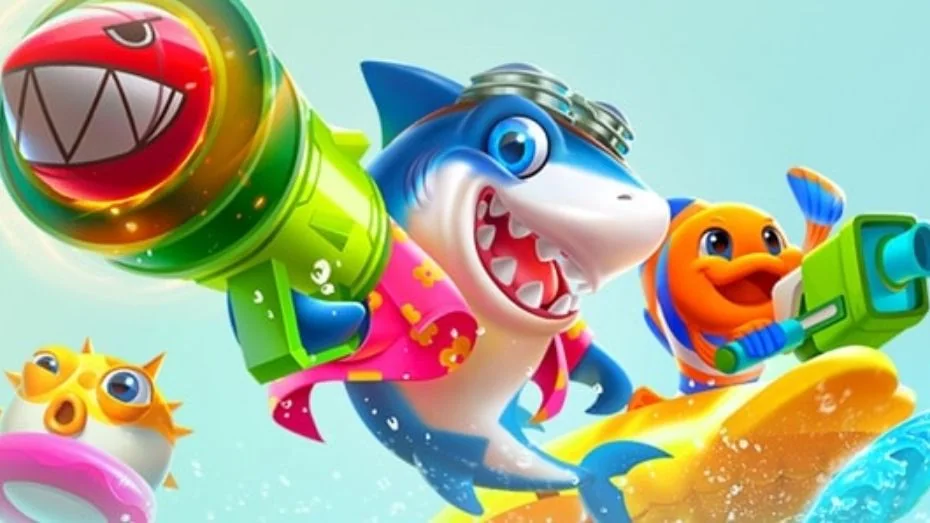 Ilustrasi aksi arcade bawah laut untuk permainan tembak ikan